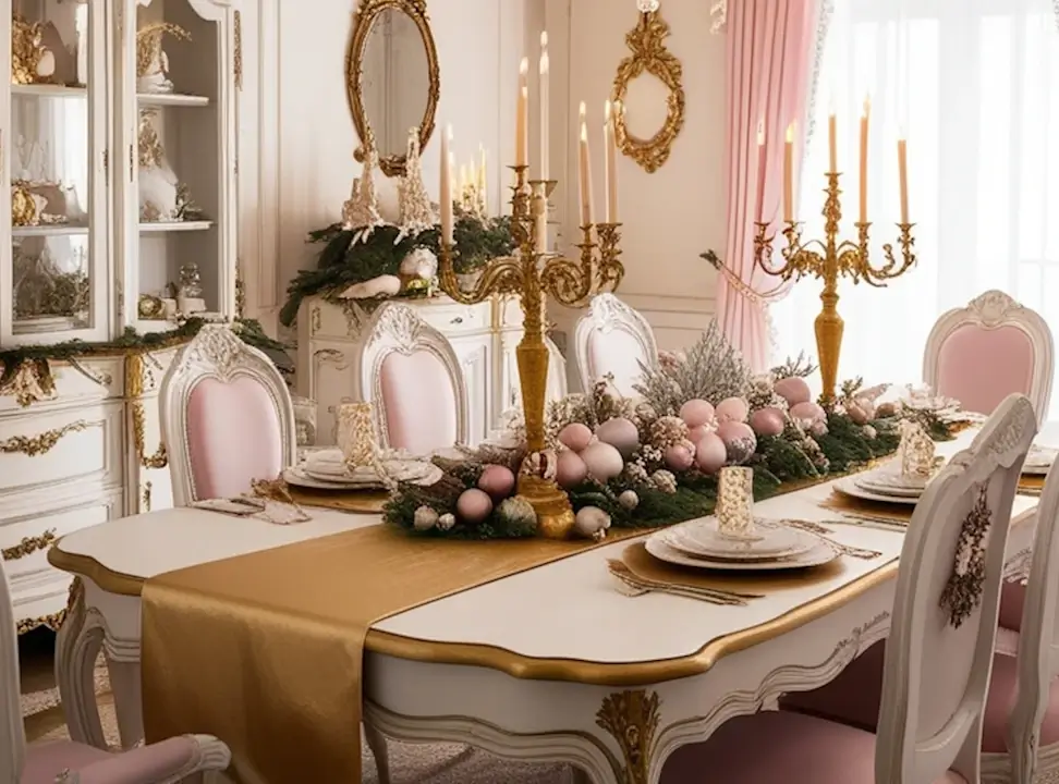 Apparecchiatura natalizia shabby chic con colori chiari e luci soffuse